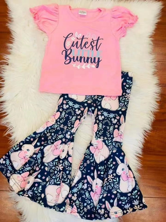 Easter bunny pink girls clothing