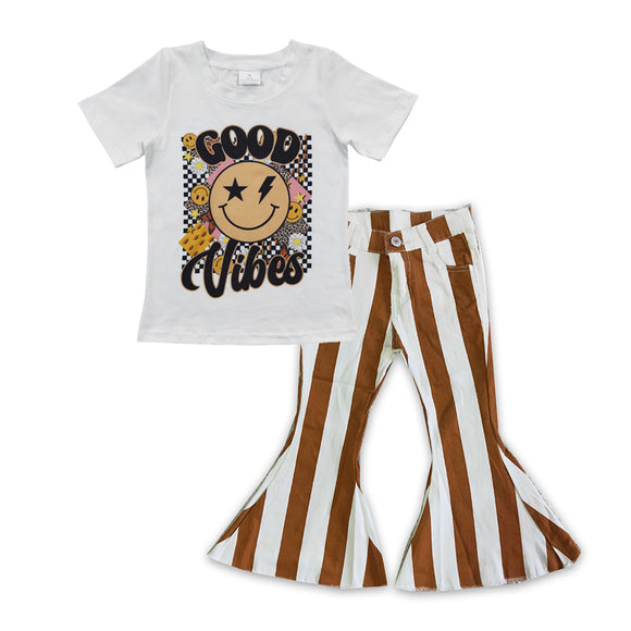 good vibes top +stripe jeans outfits