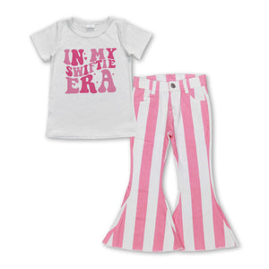 White top pink stripe jeans singer girls clothes