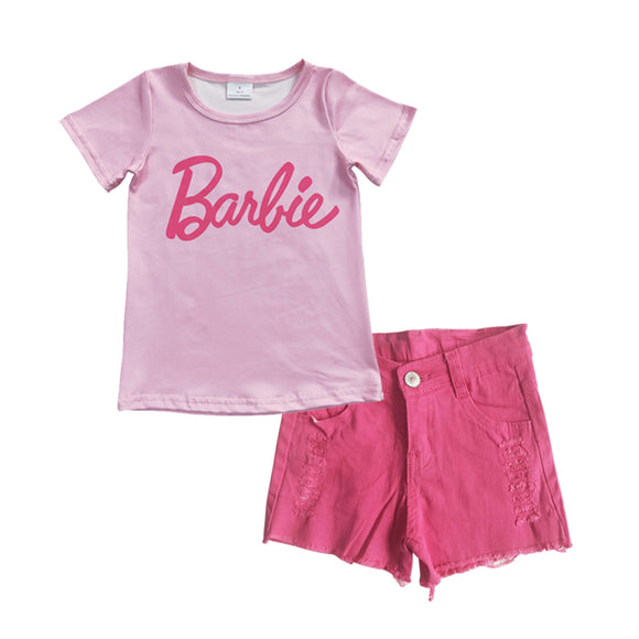 summer barbie top +  pink Denim shorts outfits