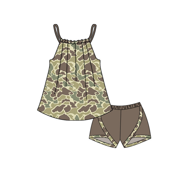 Sleeveless camo tunic shorts baby girls summer outfits