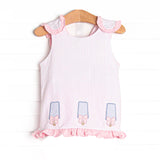 Embroidery Sleeveless polka dots bow popsicle girls summer shirt