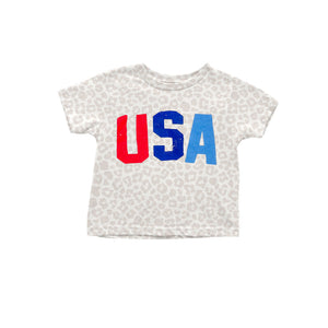 Short sleeves leopard USA adult women 4th of july shirt
