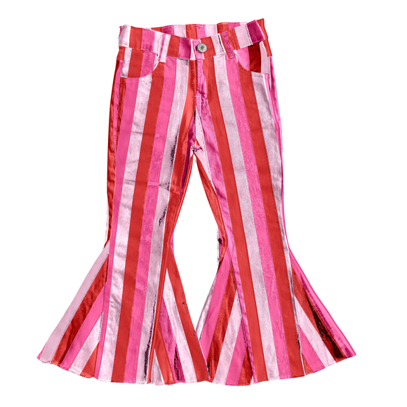 Pink stripes girls jeans