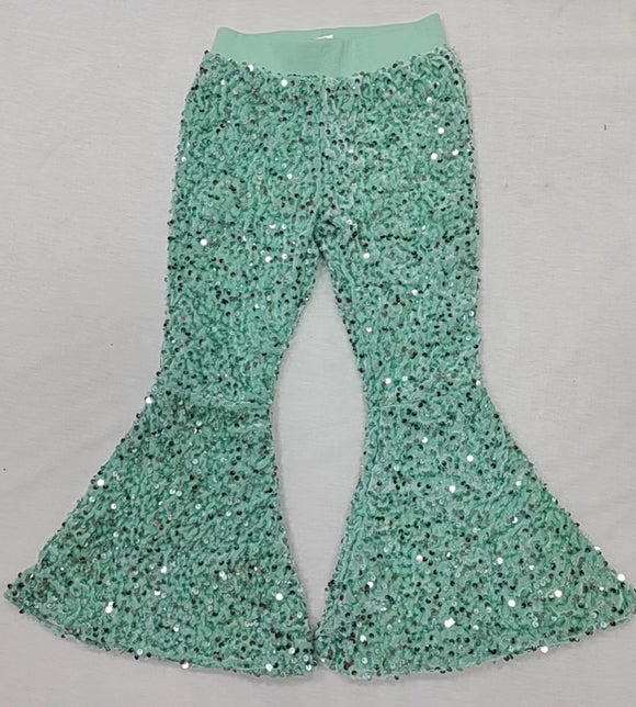 new style green Sequined bell bottoms