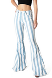 Light blue stripe women denim pants adult jeans