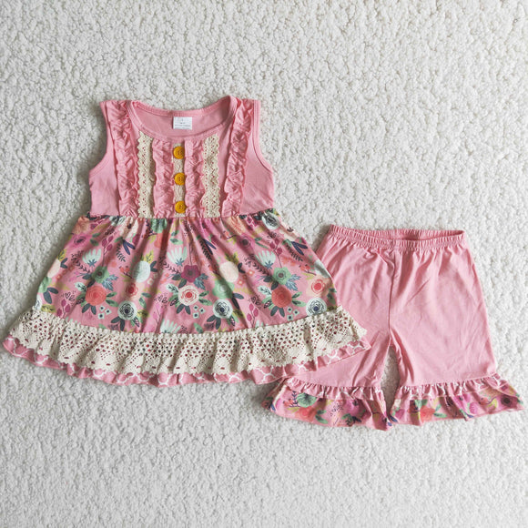 Pink lace flower Girl's Summer outfits