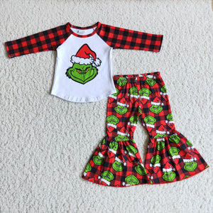 Christmas girls clothing long sleeve  print outfits