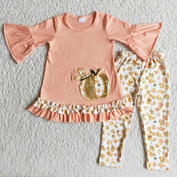 embroidered pumpkin pink girls clothing