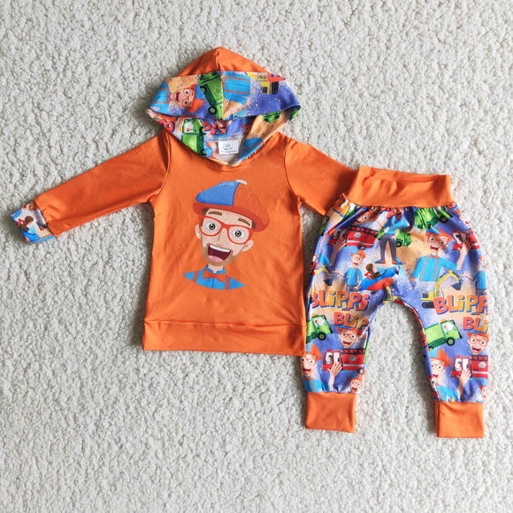 Orange cartoon Boy's hoodie outfits