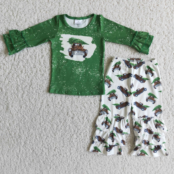 Christmas green girls clothing long sleeve outfits