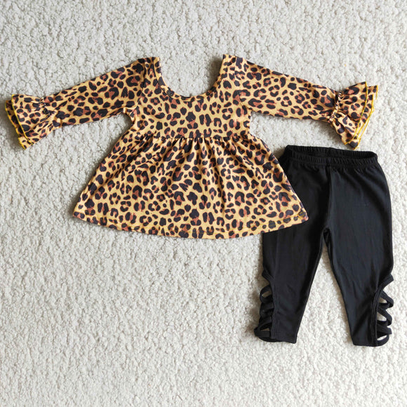 leopard and black girls clothing long sleeve outfits