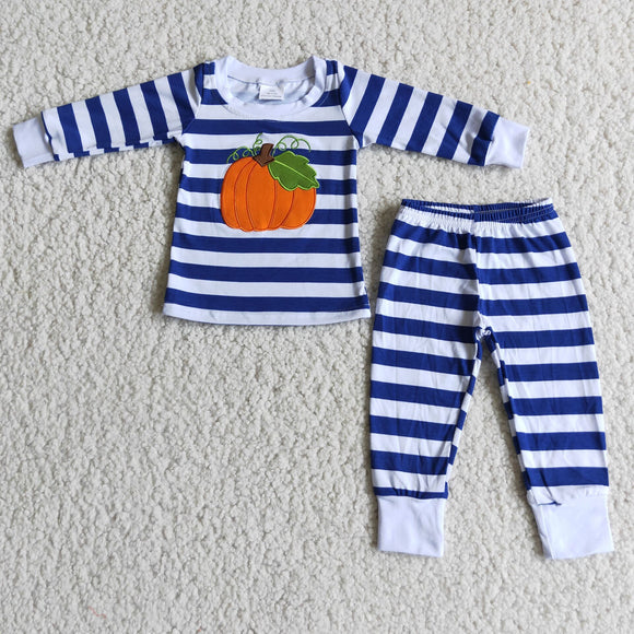 Blue stripes boys clothing long sleeve outfits