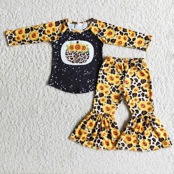 Halloween girls yellow floral clothing  outfits