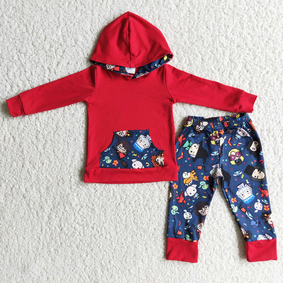 Boy's red hoodie outfits