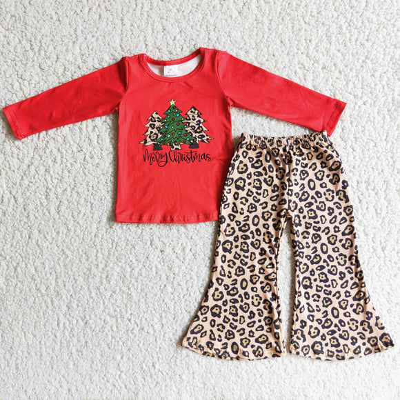 Christmas tree & leopard red girls clothing  outfits