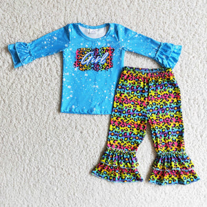 leopard  blue girls clothing  outfits
