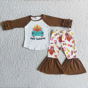 Thanksgiving girls clothing long sleeve  outfits