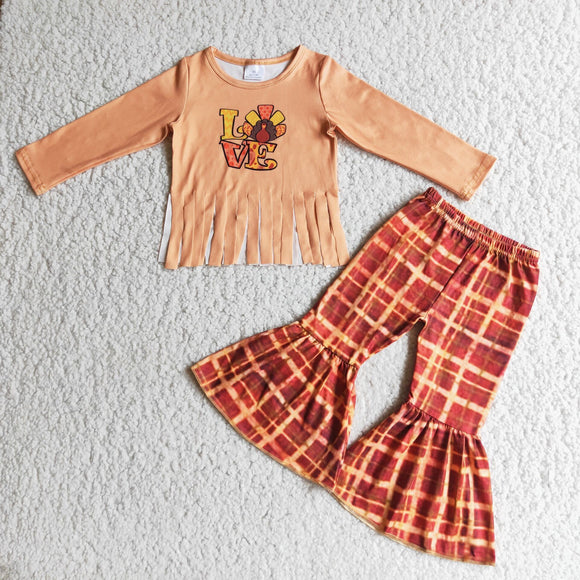 Thanksgiving Day love tassel  girls clothing  outfits