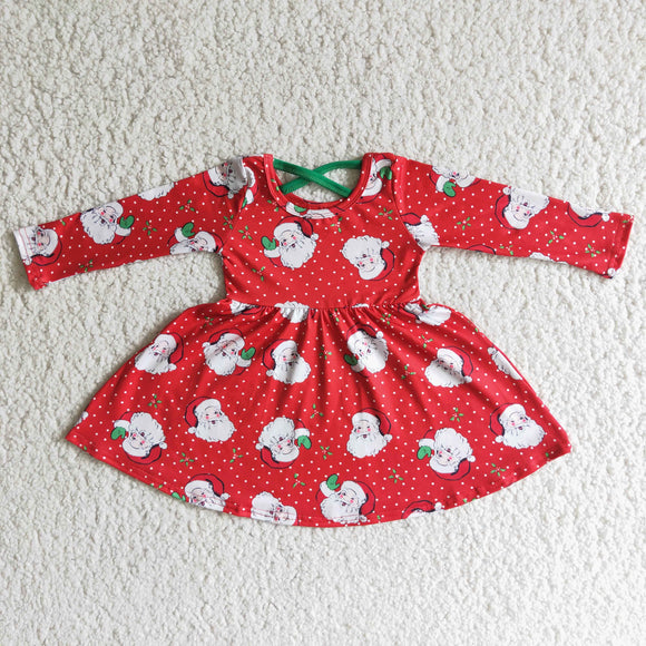 long sleeve Santa Print print dress