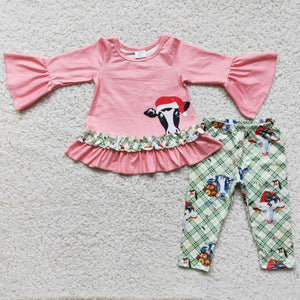 Christmas cow pink girls clothing  outfits