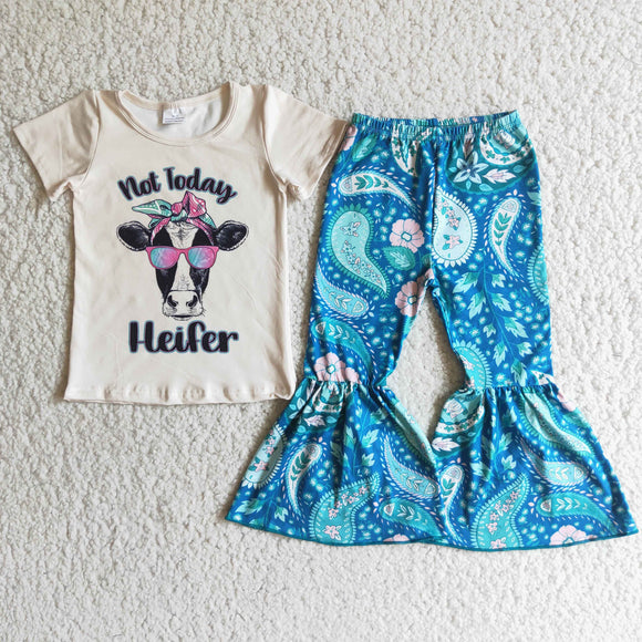 blue cow print girls clothing  outfits