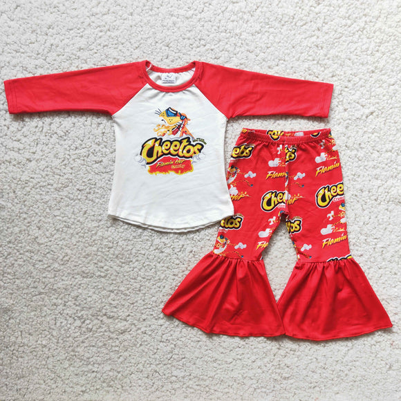 long sleeve red cartoon girls clothing  outfits