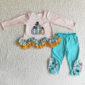 pumpkin embroidery girls clothing  outfits