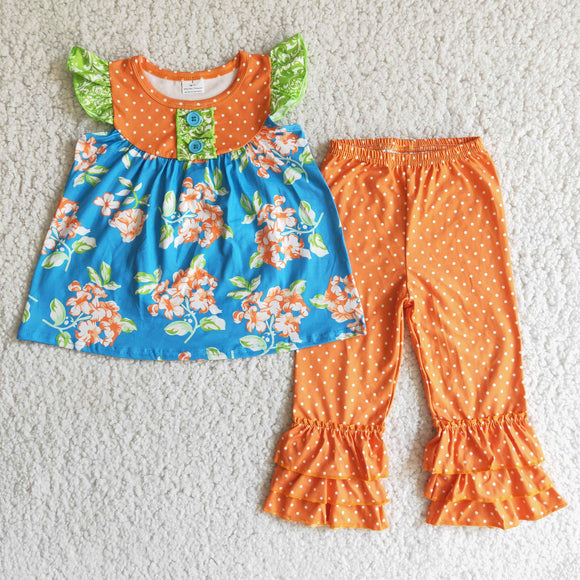 summer flower print girls clothing  outfits