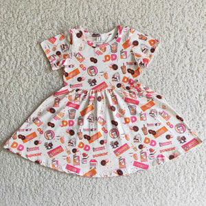 short sleeve donuts print dress