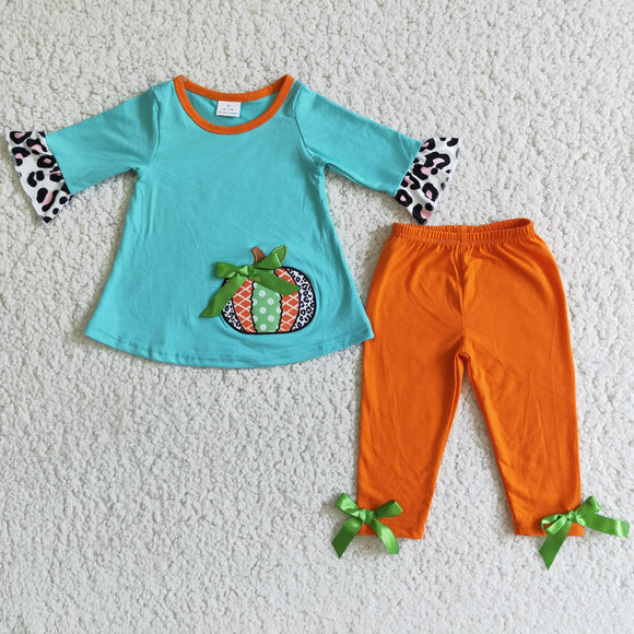 blue pumpkin embroidery girls clothing  outfits