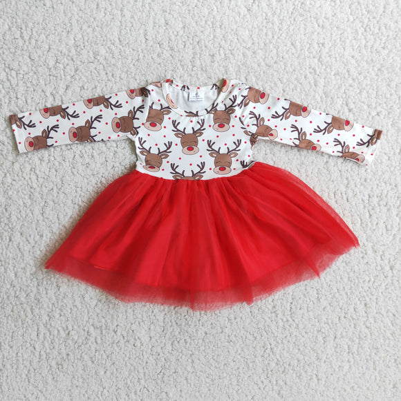 Red tulle long sleeve skirt