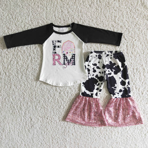 Farm black cow girls clothing  outfits