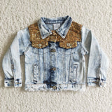 sequins Boutique fashion girl blue denim jacket