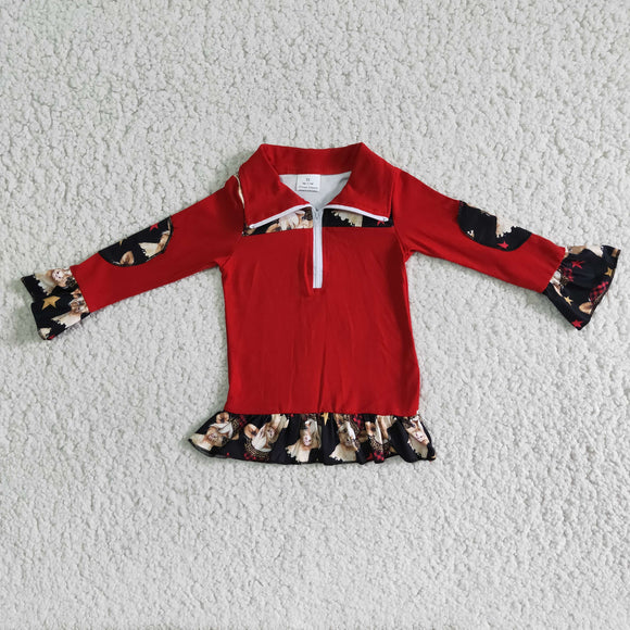 girl's red pullover