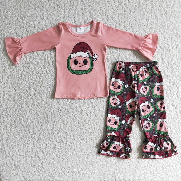 Christmas cartoon pink girls clothing  outfits