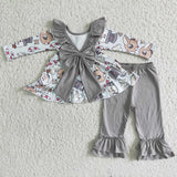 Snowman bow grey girls clothing outfits