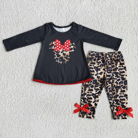 Black jacket leopard print trousers girls clothing  outfits