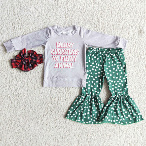 Christmas girls clothing  outfits +bow