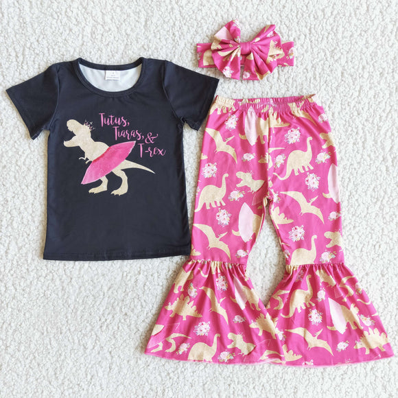 Pink Dinosaur outfits+bow