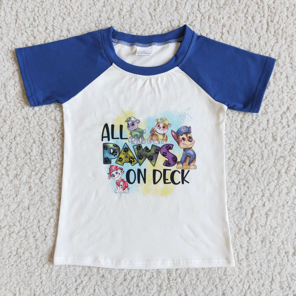 blue  cartoon  print T-shirt