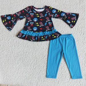 new style rcartoob blue girls clothing  outfits