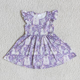 Easter purple cartoon  print dress