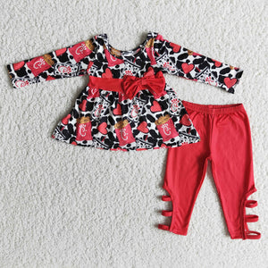 2.99 new style red cartoon girls clothing  outfits