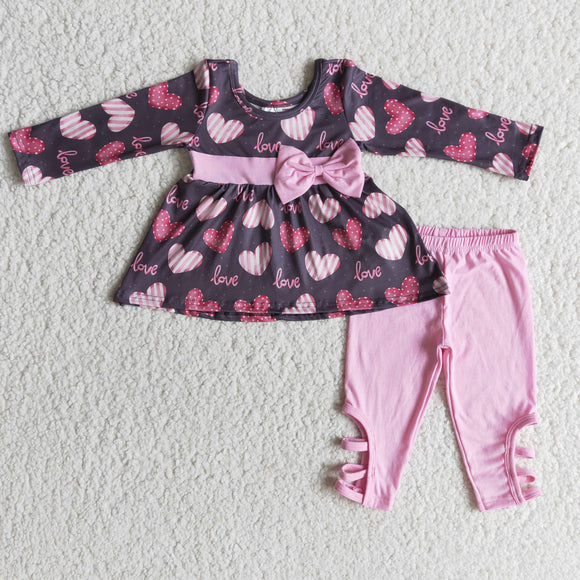 Valentine's Day heart bow long sleeve suit