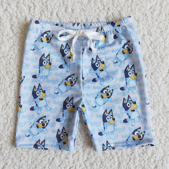 blue  boy's  cartoon print Summer swimming trunks