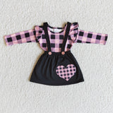 Valentine's Day love embroidered black strap skirt