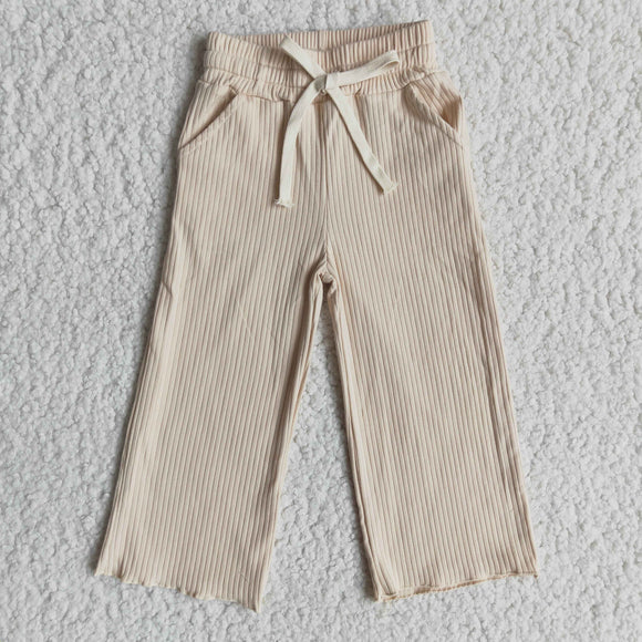 khaki--Comfortable loose cotton wide leg pants