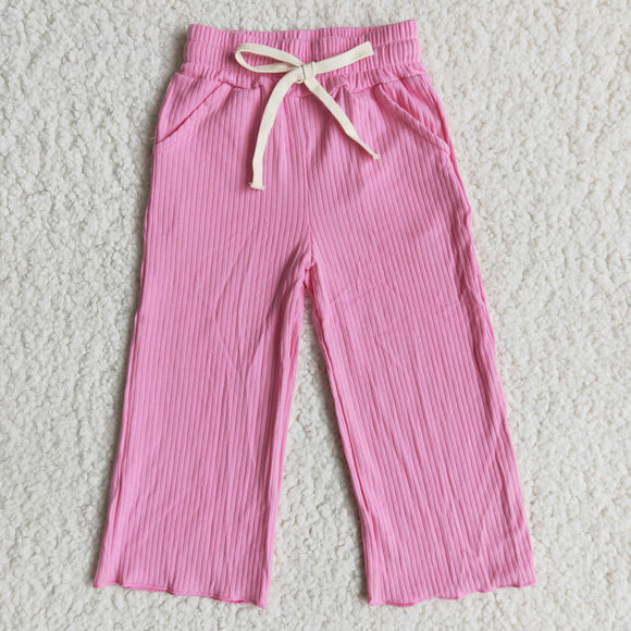 deep pink--Comfortable loose cotton wide leg pants