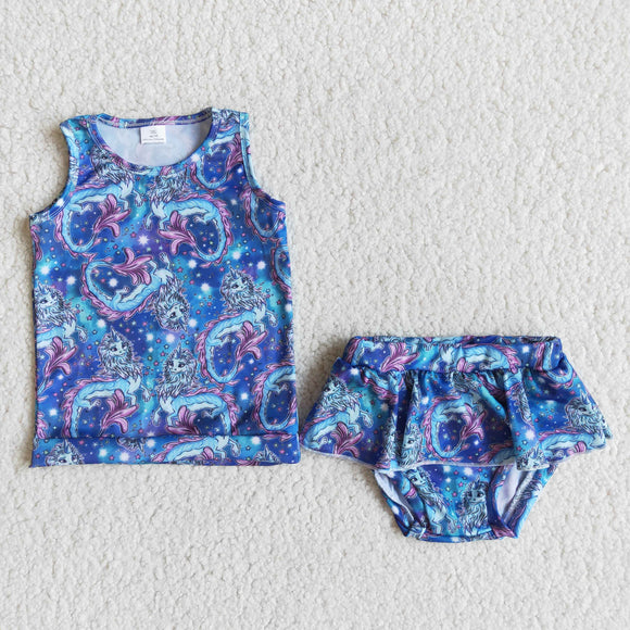 Blue unicorn Children's swimsuit